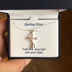 NWOT Sterling Silver Cross/Faith Necklace